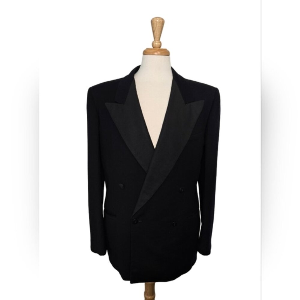 HBC Classic Black DoubleBreasted Wool Blazer Grad Prom Wedding Size 40 R
